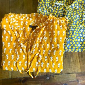 J. Crew Yellow and Gray Blouse